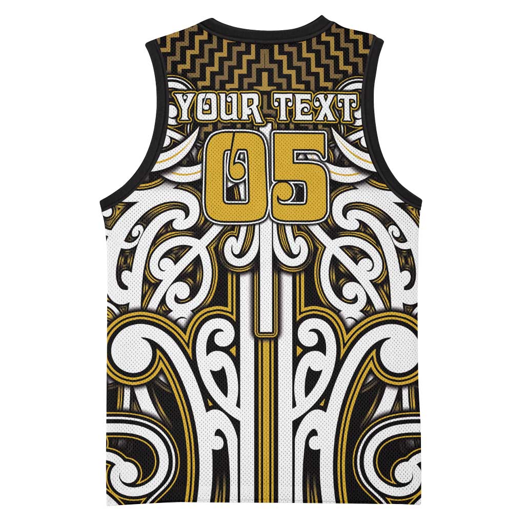 Custom Aotearoa Taranaki Basketball Jersey Maori Tribal Pattern Mix Poutama