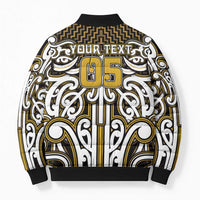 Custom Aotearoa Taranaki Bomber Puffer Jacket Maori Tribal Pattern Mix Poutama