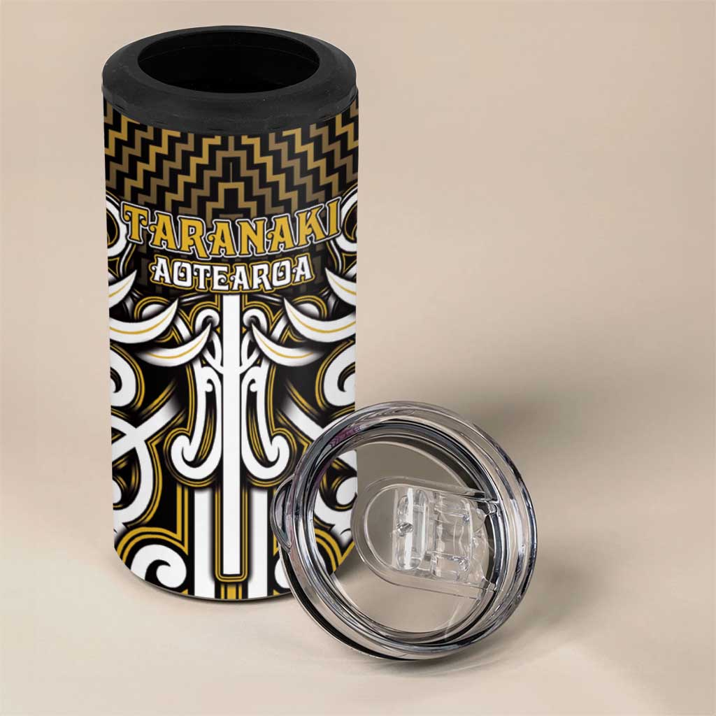 Custom Aotearoa Taranaki 4 in 1 Can Cooler Tumbler Maori Tribal Pattern Mix Poutama