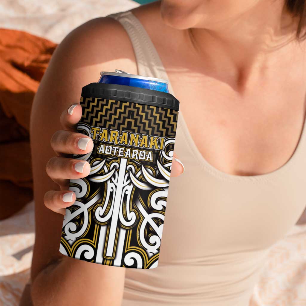 Custom Aotearoa Taranaki 4 in 1 Can Cooler Tumbler Maori Tribal Pattern Mix Poutama