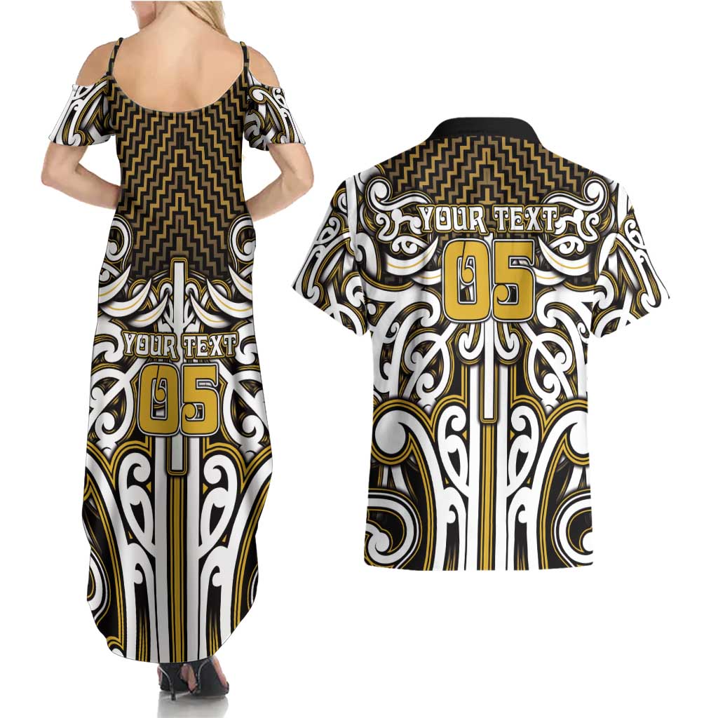 Custom Aotearoa Taranaki Couples Matching Summer Maxi Dress and Hawaiian Shirt Maori Tribal Pattern Mix Poutama LT05 - Polynesian Pride