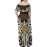 Custom Aotearoa Taranaki Family Matching Off Shoulder Maxi Dress and Hawaiian Shirt Maori Tribal Pattern Mix Poutama LT05 - Polynesian Pride