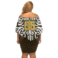 Custom Aotearoa Taranaki Family Matching Off Shoulder Short Dress and Hawaiian Shirt Maori Tribal Pattern Mix Poutama LT05 - Polynesian Pride