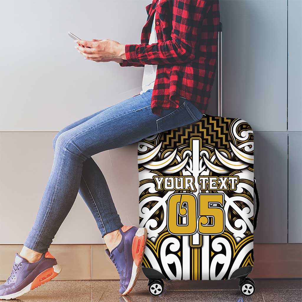 Custom Aotearoa Taranaki Luggage Cover Maori Tribal Pattern Mix Poutama