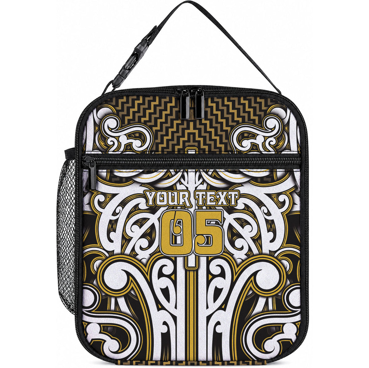 Custom Aotearoa Taranaki Lunch Bag Maori Tribal Pattern Mix Poutama LT05 10.2 × 8.3 × 4.3 inch Yellow - Polynesian Pride