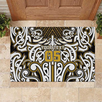 Custom Aotearoa Taranaki Rubber Doormat Maori Tribal Pattern Mix Poutama