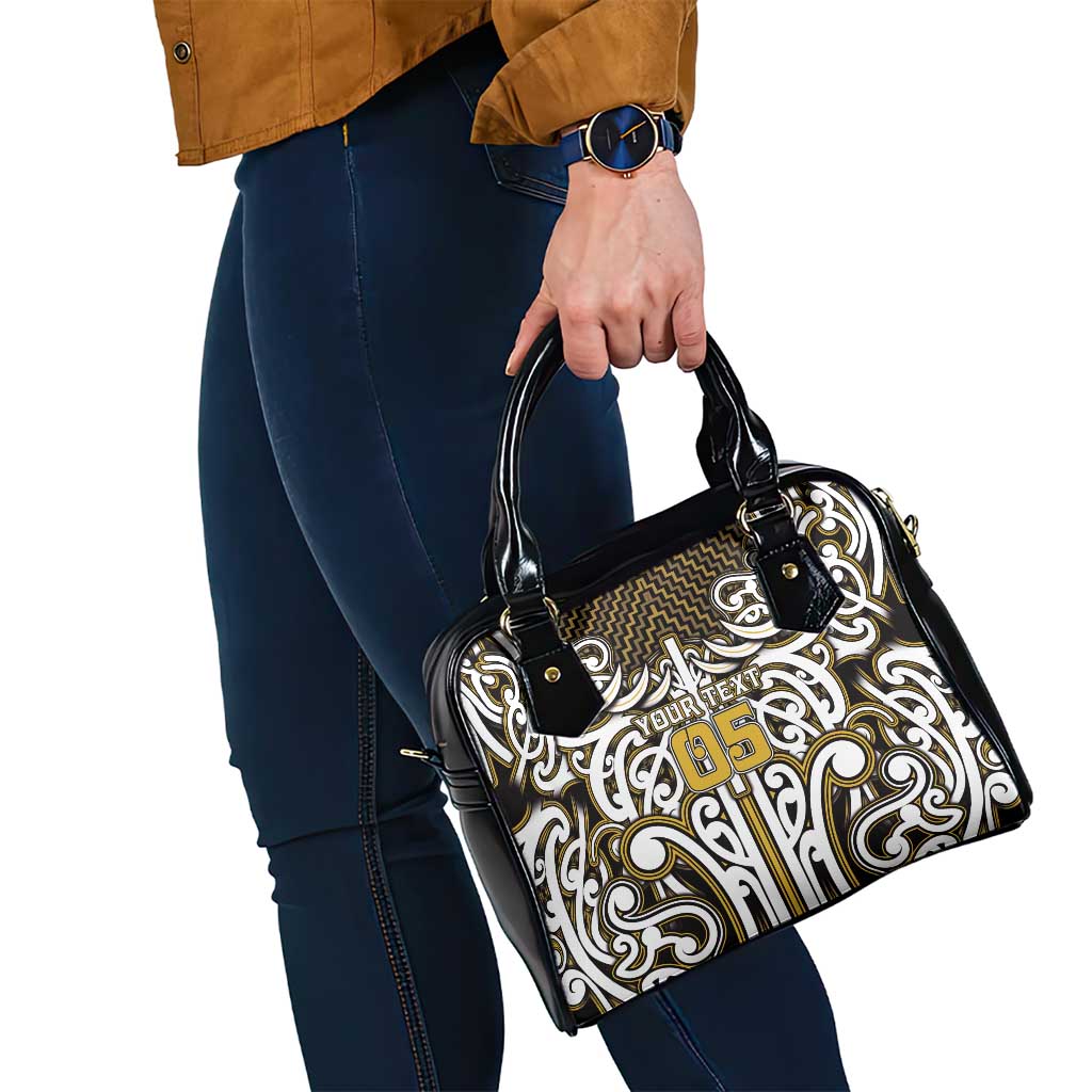 Custom Aotearoa Taranaki Shoulder Handbag Maori Tribal Pattern Mix Poutama