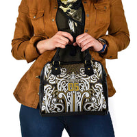Custom Aotearoa Taranaki Shoulder Handbag Maori Tribal Pattern Mix Poutama