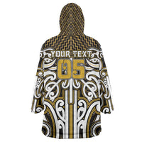 Custom Aotearoa Taranaki Wearable Blanket Hoodie Maori Tribal Pattern Mix Poutama