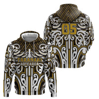 Custom Aotearoa Taranaki Zip Hoodie Maori Tribal Pattern Mix Poutama