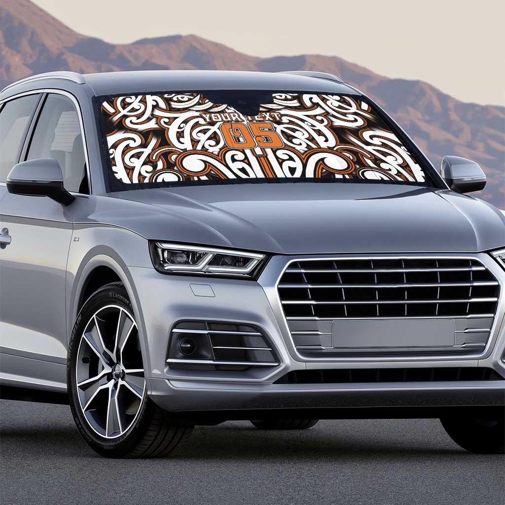 Custom Aotearoa Waikato Auto Sun Shade Maori Tribal Pattern Mix Poutama