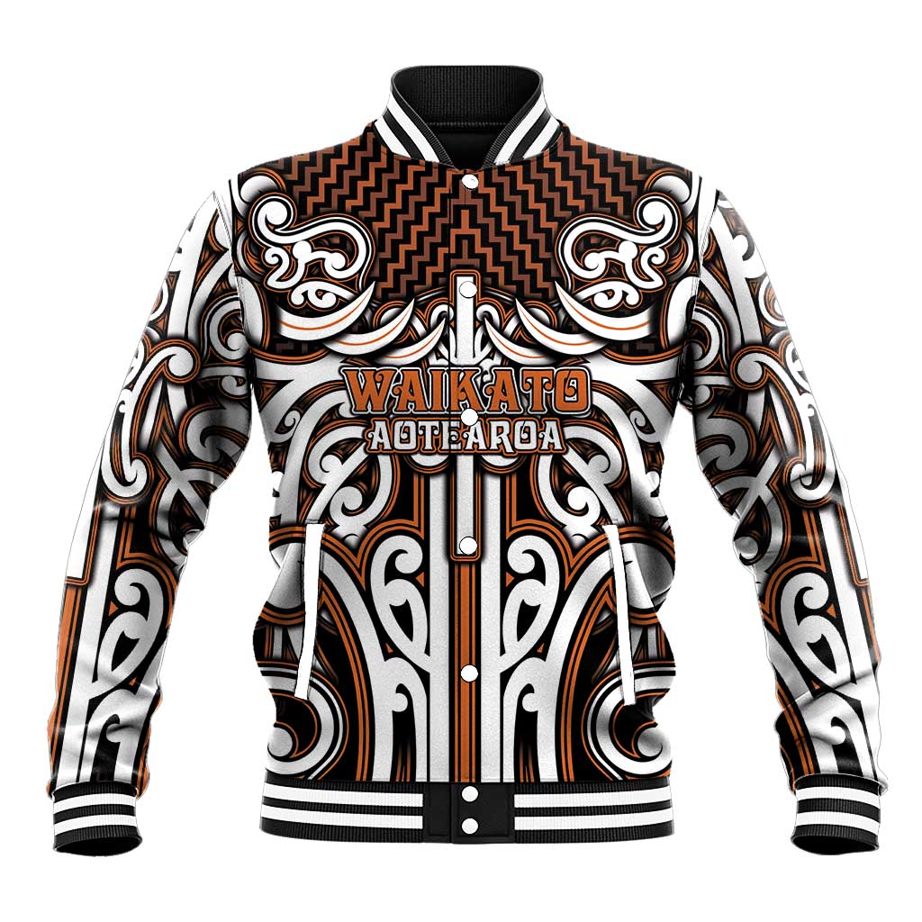Custom Aotearoa Waikato Baseball Jacket Maori Tribal Pattern Mix Poutama