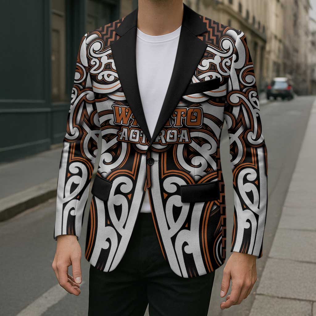 Custom Aotearoa Waikato Blazer Maori Tribal Pattern Mix Poutama