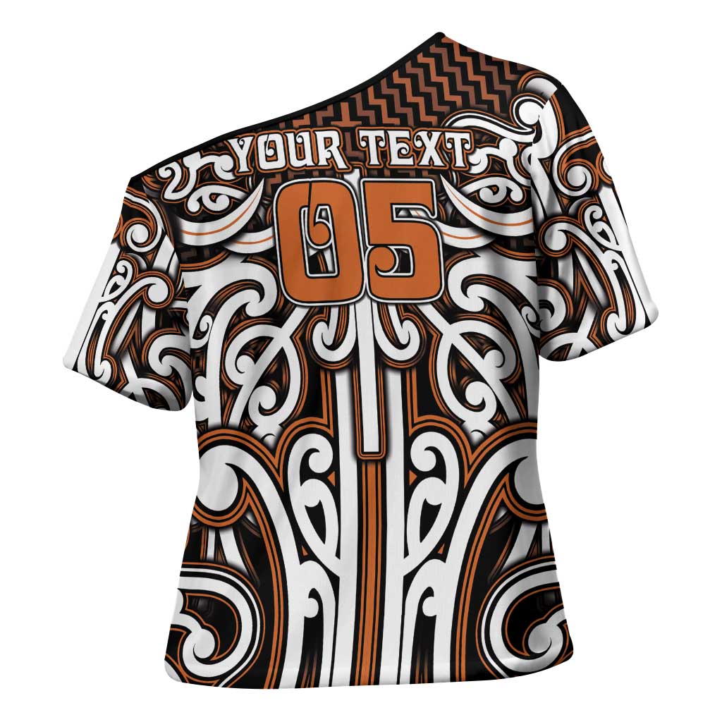 Custom Aotearoa Waikato Cross Shoulder Shirt Maori Tribal Pattern Mix Poutama