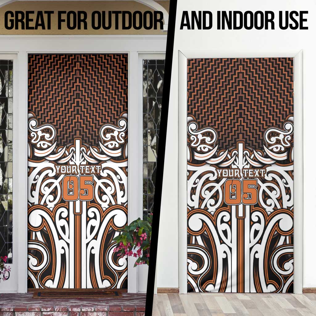 Custom Aotearoa Waikato Door Cover Maori Tribal Pattern Mix Poutama