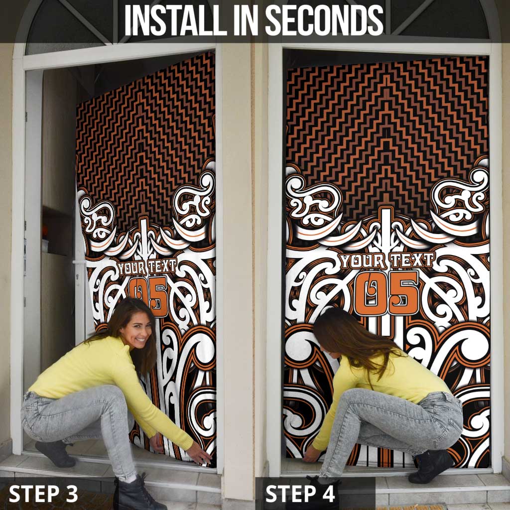 Custom Aotearoa Waikato Door Cover Maori Tribal Pattern Mix Poutama