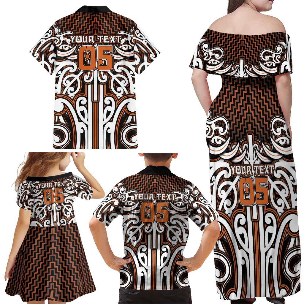 Custom Aotearoa Waikato Family Matching Off Shoulder Maxi Dress and Hawaiian Shirt Maori Tribal Pattern Mix Poutama LT05 - Polynesian Pride