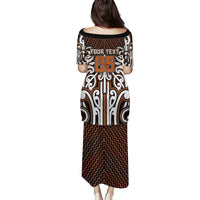 Custom Aotearoa Waikato Family Matching Puletasi and Hawaiian Shirt Maori Tribal Pattern Mix Poutama LT05 - Polynesian Pride