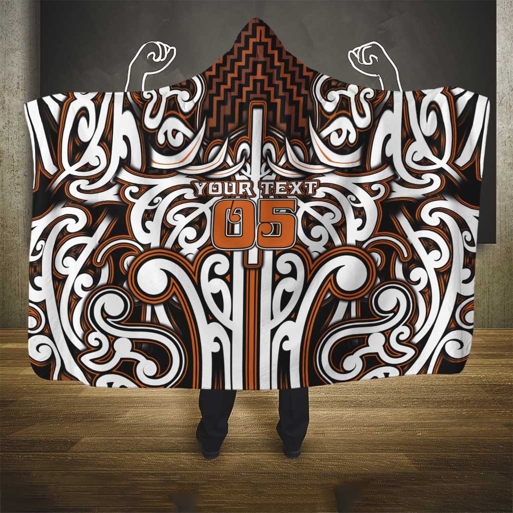 Custom Aotearoa Waikato Hooded Blanket Maori Tribal Pattern Mix Poutama