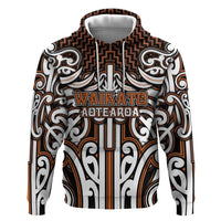 Custom Aotearoa Waikato Hoodie Maori Tribal Pattern Mix Poutama