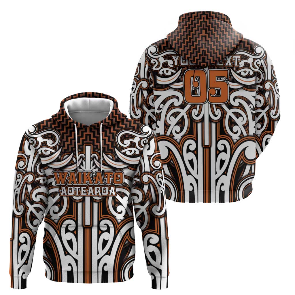 Custom Aotearoa Waikato Hoodie Maori Tribal Pattern Mix Poutama