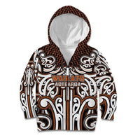 Custom Aotearoa Waikato Kid Hoodie Maori Tribal Pattern Mix Poutama