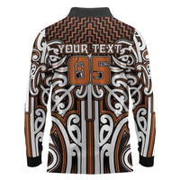 Custom Aotearoa Waikato Long Sleeve Polo Shirt Maori Tribal Pattern Mix Poutama LT05 - Polynesian Pride
