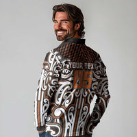 Custom Aotearoa Waikato Long Sleeve Polo Shirt Maori Tribal Pattern Mix Poutama LT05 - Polynesian Pride