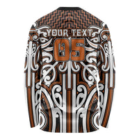 Custom Aotearoa Waikato Long Sleeve Shirt Maori Tribal Pattern Mix Poutama LT05 - Polynesian Pride