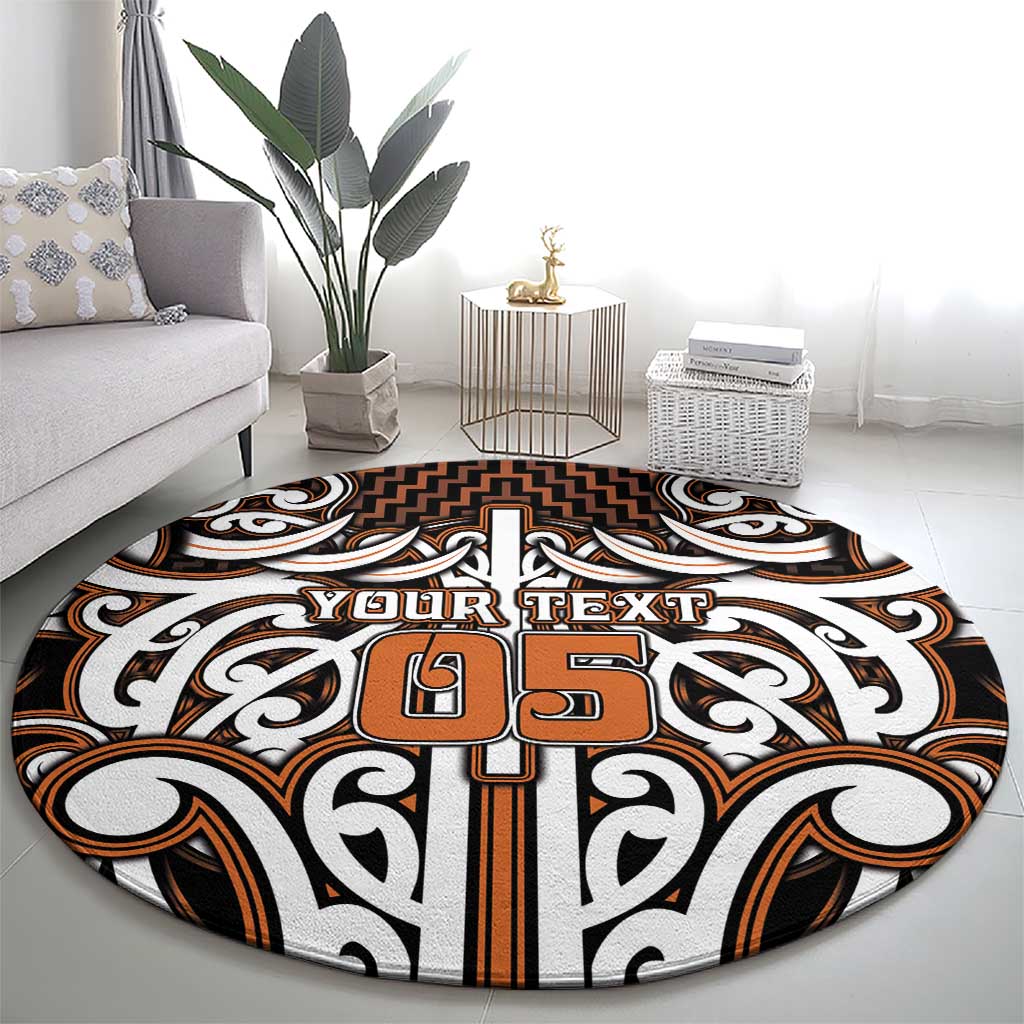 Custom Aotearoa Waikato Round Carpet Maori Tribal Pattern Mix Poutama