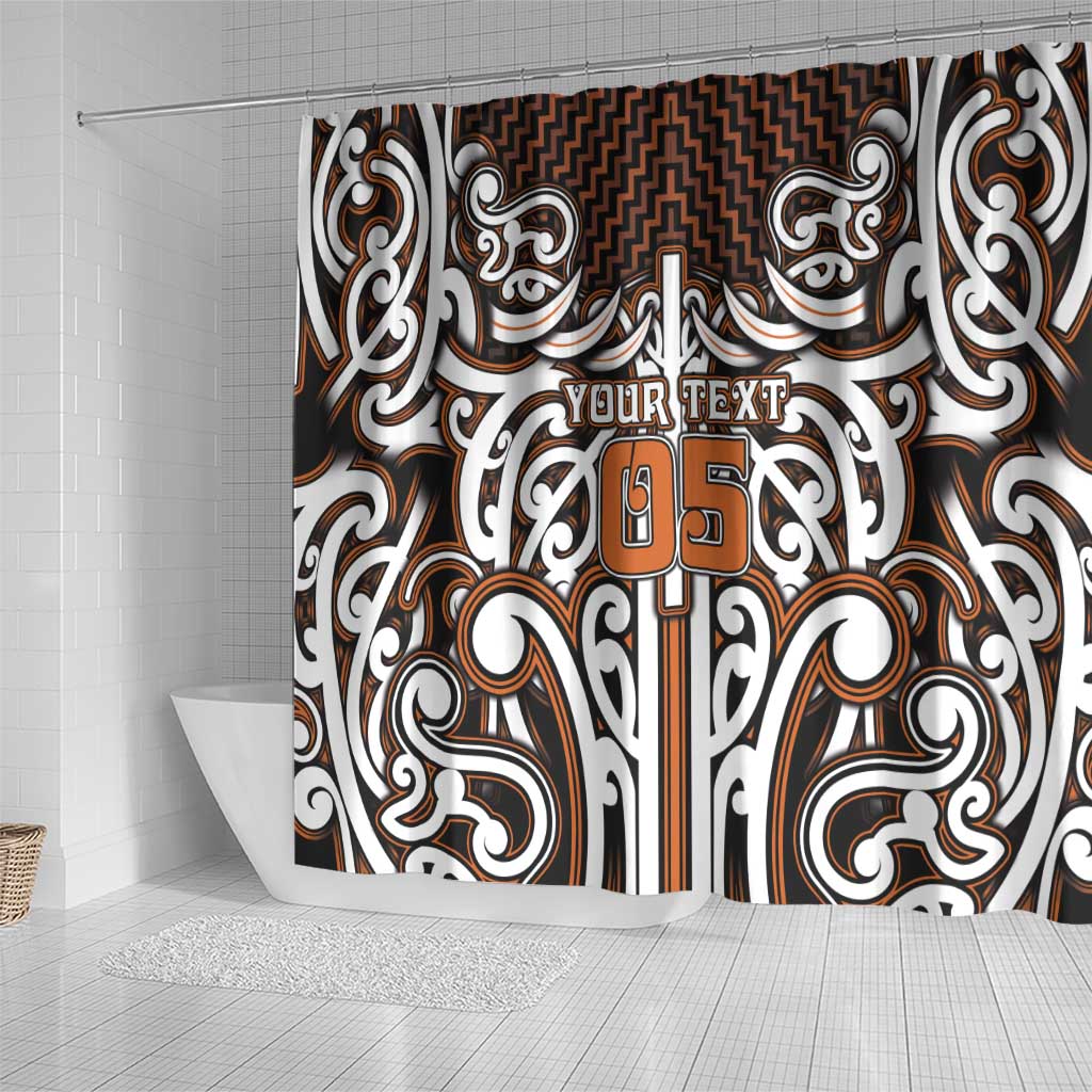 Custom Aotearoa Waikato Shower Curtain Maori Tribal Pattern Mix Poutama