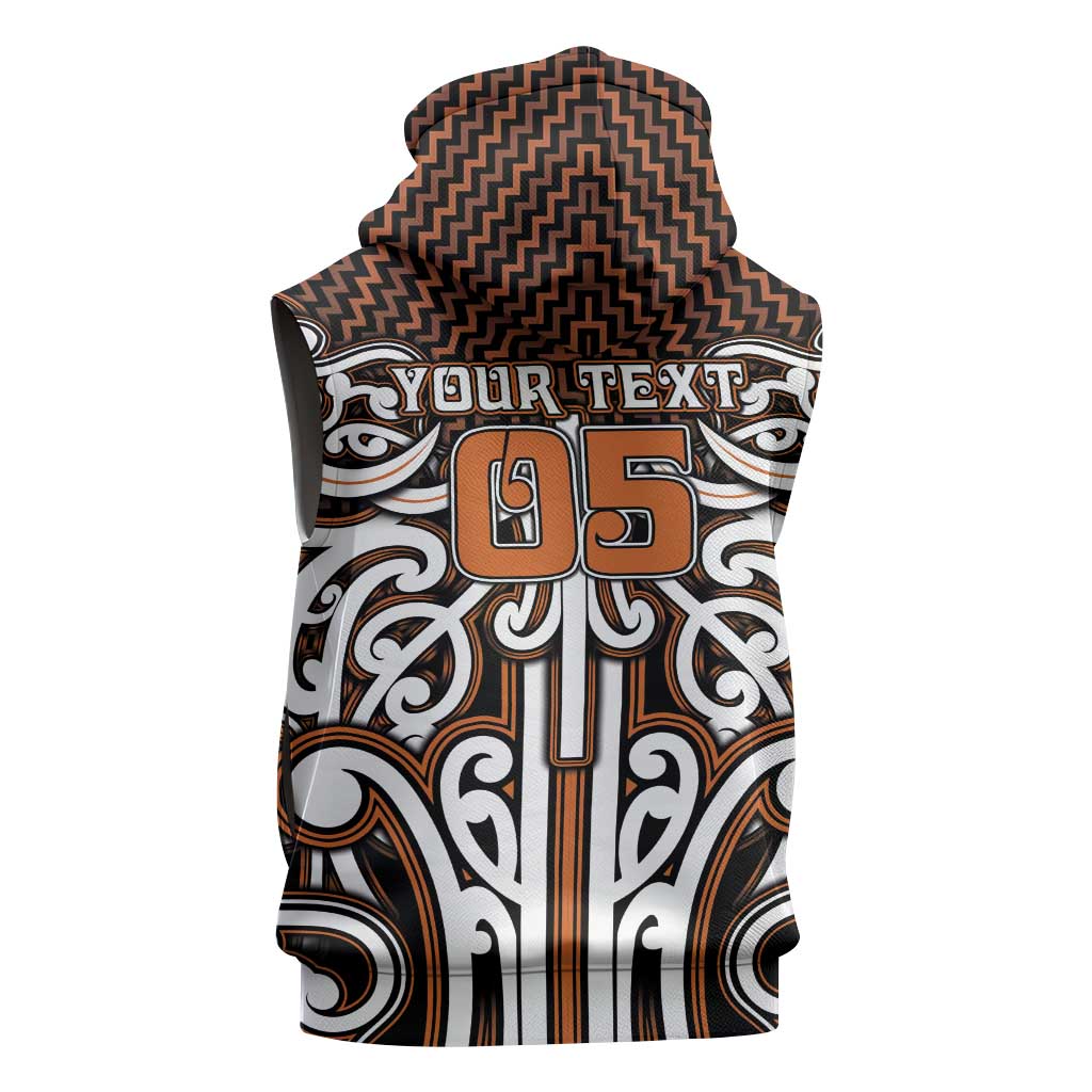 Custom Aotearoa Waikato Sleeveless Zip Hoodie Maori Tribal Pattern Mix Poutama LT05 - Polynesian Pride