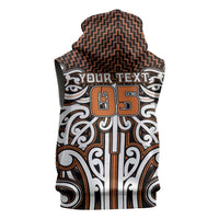 Custom Aotearoa Waikato Sleeveless Zip Hoodie Maori Tribal Pattern Mix Poutama LT05 - Polynesian Pride