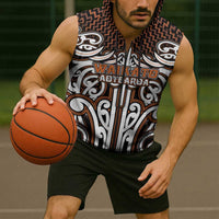 Custom Aotearoa Waikato Sleeveless Zip Hoodie Maori Tribal Pattern Mix Poutama LT05 - Polynesian Pride