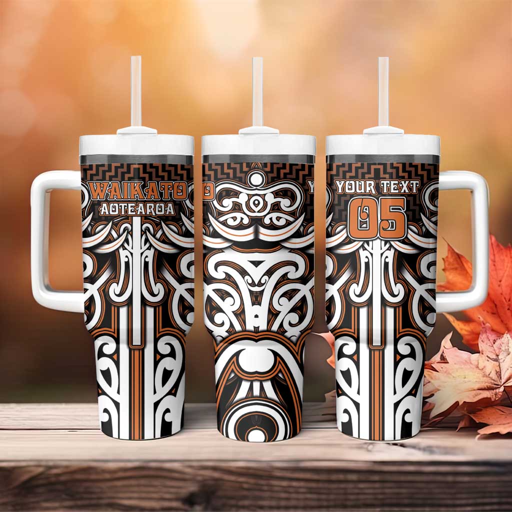 Custom Aotearoa Waikato Tumbler With Handle Maori Tribal Pattern Mix Poutama