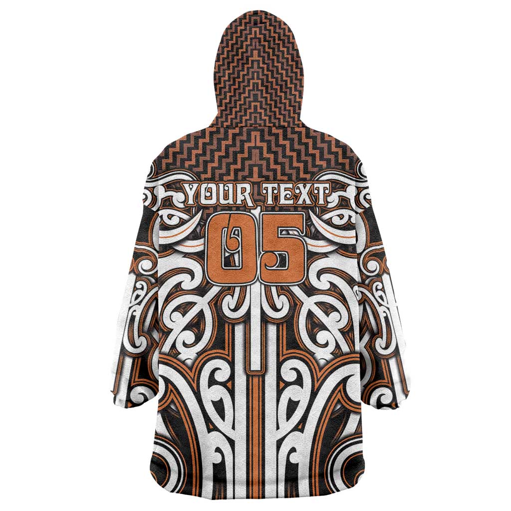 Custom Aotearoa Waikato Wearable Blanket Hoodie Maori Tribal Pattern Mix Poutama