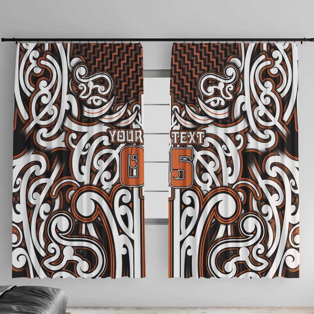 Custom Aotearoa Waikato Window Curtain Maori Tribal Pattern Mix Poutama