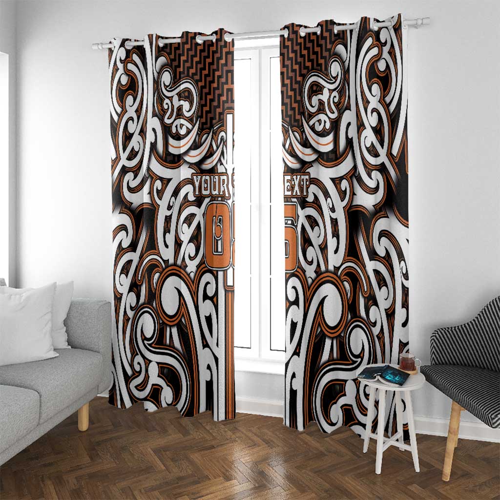 Custom Aotearoa Waikato Window Curtain Maori Tribal Pattern Mix Poutama