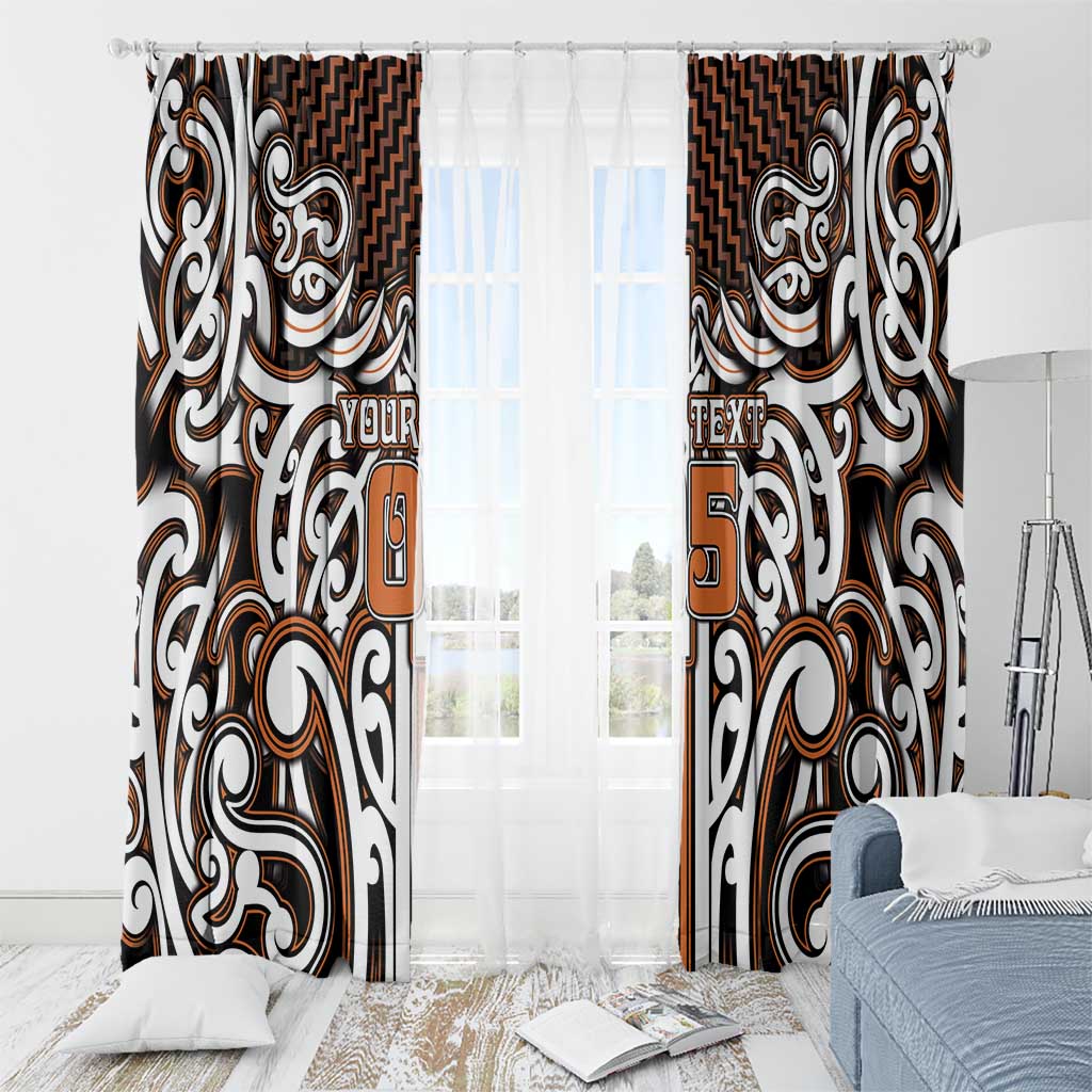 Custom Aotearoa Waikato Window Curtain Maori Tribal Pattern Mix Poutama