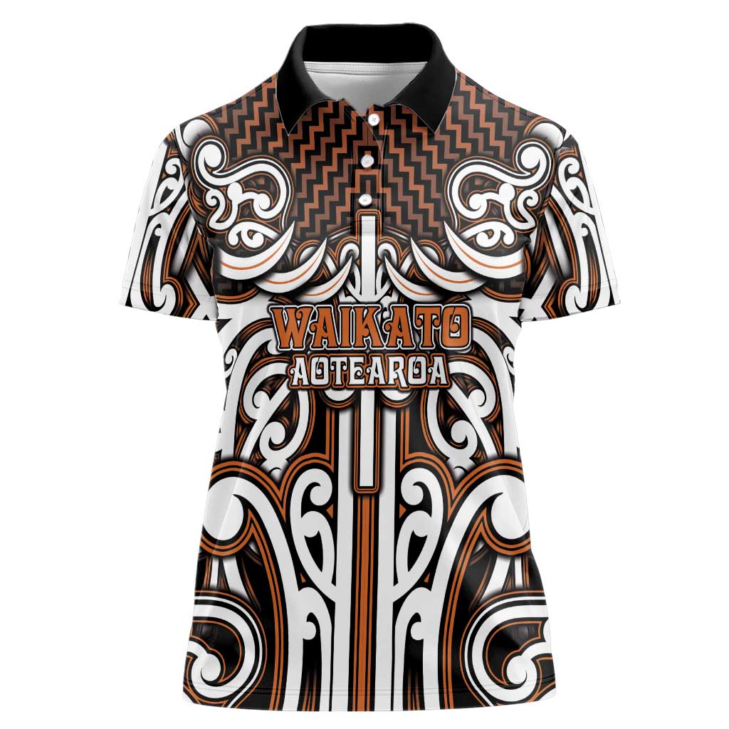 Custom Aotearoa Waikato Women Polo Shirt Maori Tribal Pattern Mix Poutama