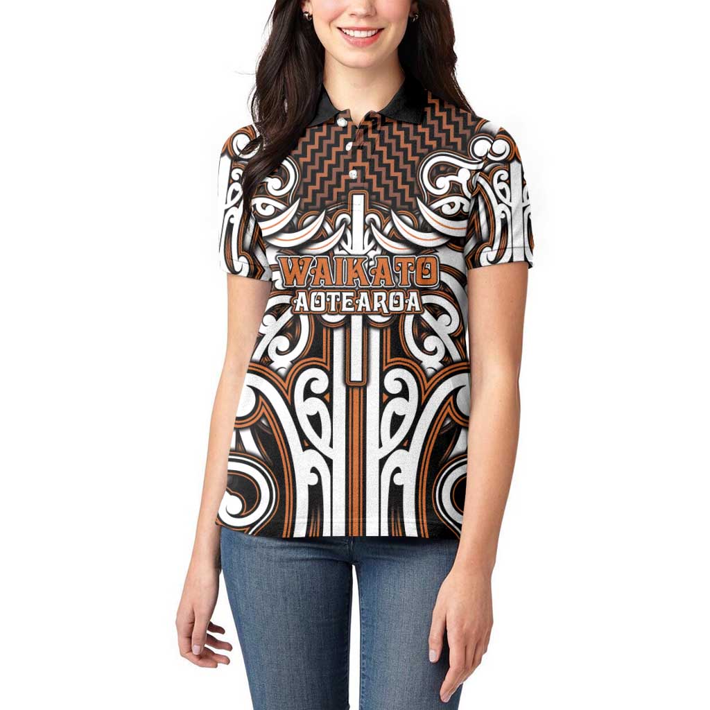 Custom Aotearoa Waikato Women Polo Shirt Maori Tribal Pattern Mix Poutama
