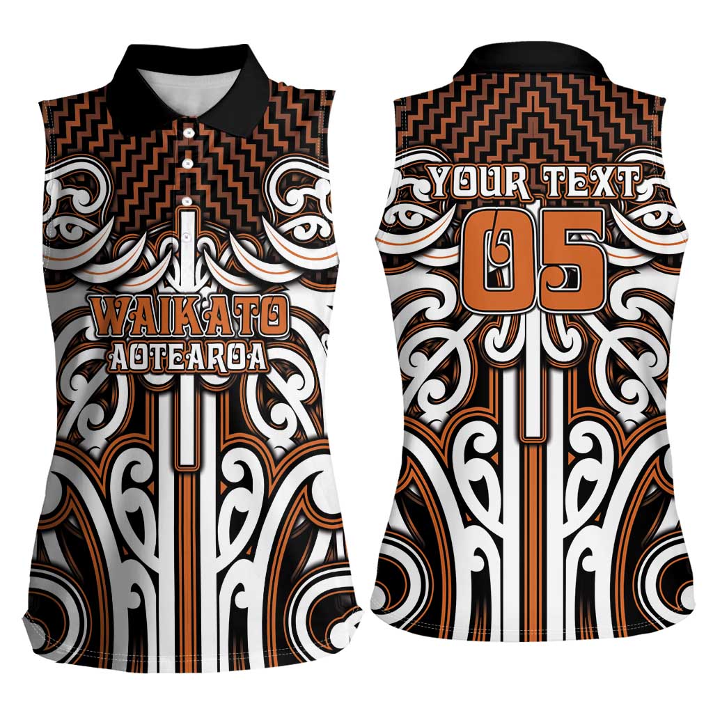 Custom Aotearoa Waikato Women Sleeveless Polo Shirt Maori Tribal Pattern Mix Poutama LT05 - Polynesian Pride