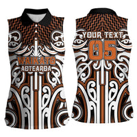 Custom Aotearoa Waikato Women Sleeveless Polo Shirt Maori Tribal Pattern Mix Poutama LT05 - Polynesian Pride
