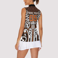 Custom Aotearoa Waikato Women Sleeveless Polo Shirt Maori Tribal Pattern Mix Poutama LT05 - Polynesian Pride