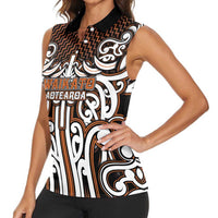 Custom Aotearoa Waikato Women Sleeveless Polo Shirt Maori Tribal Pattern Mix Poutama LT05 - Polynesian Pride
