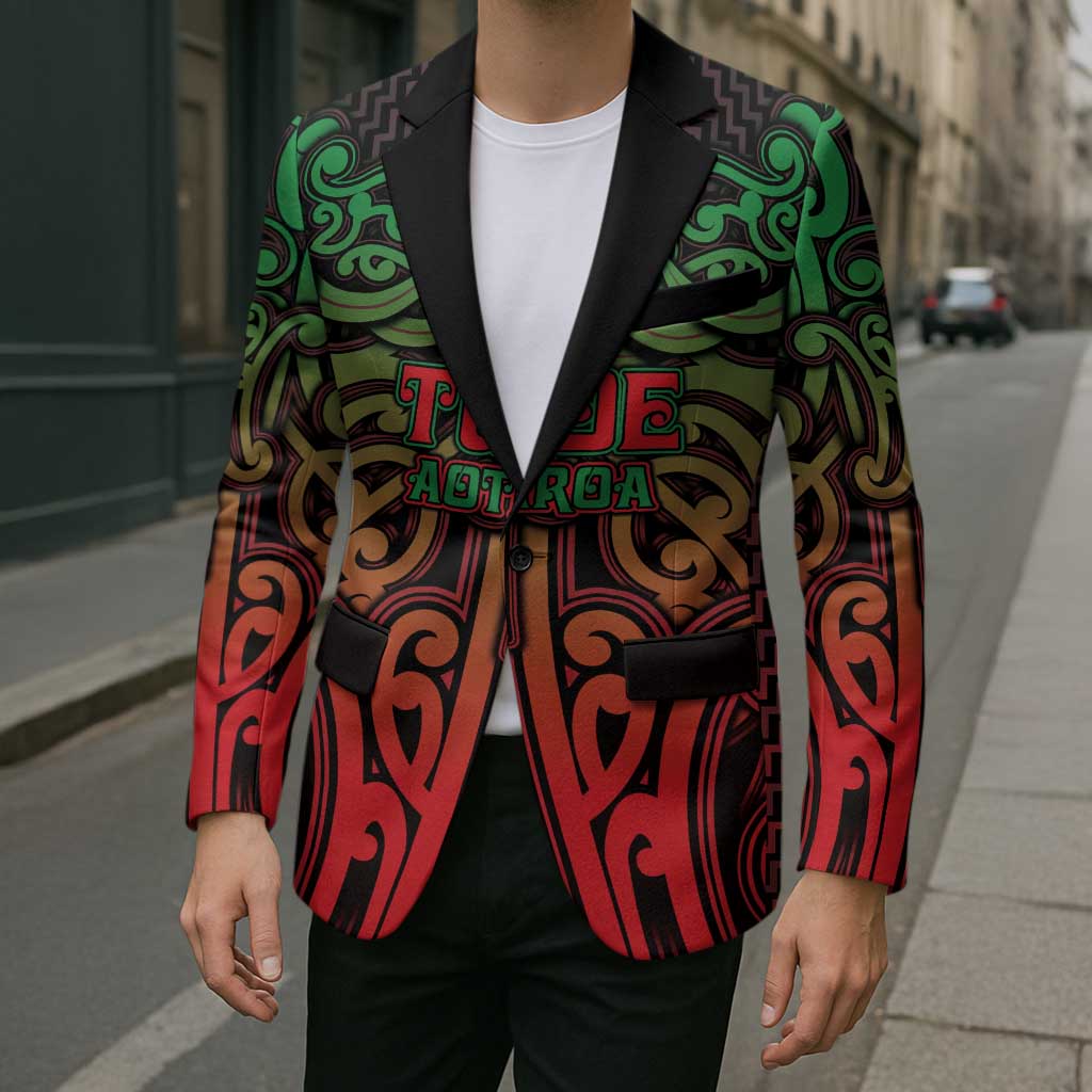 Custom Aotearoa Tuhoe Blazer Maori Tribal Pattern Mix Poutama