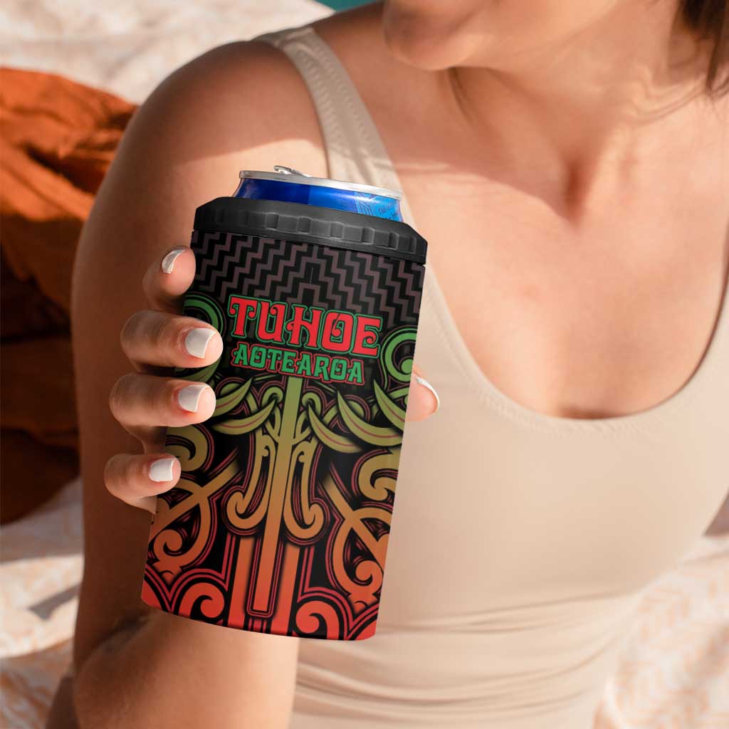 Custom Aotearoa Tuhoe 4 in 1 Can Cooler Tumbler Maori Tribal Pattern Mix Poutama