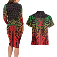 Custom Aotearoa Tuhoe Couples Matching Long Sleeve Bodycon Dress and Hawaiian Shirt Maori Tribal Pattern Mix Poutama LT05 - Polynesian Pride