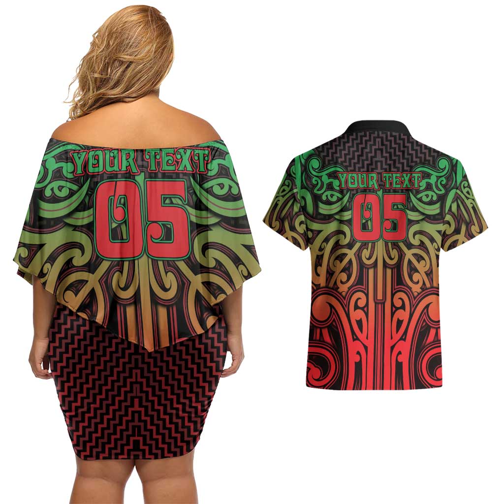 Custom Aotearoa Tuhoe Couples Matching Off Shoulder Short Dress and Hawaiian Shirt Maori Tribal Pattern Mix Poutama LT05 - Polynesian Pride