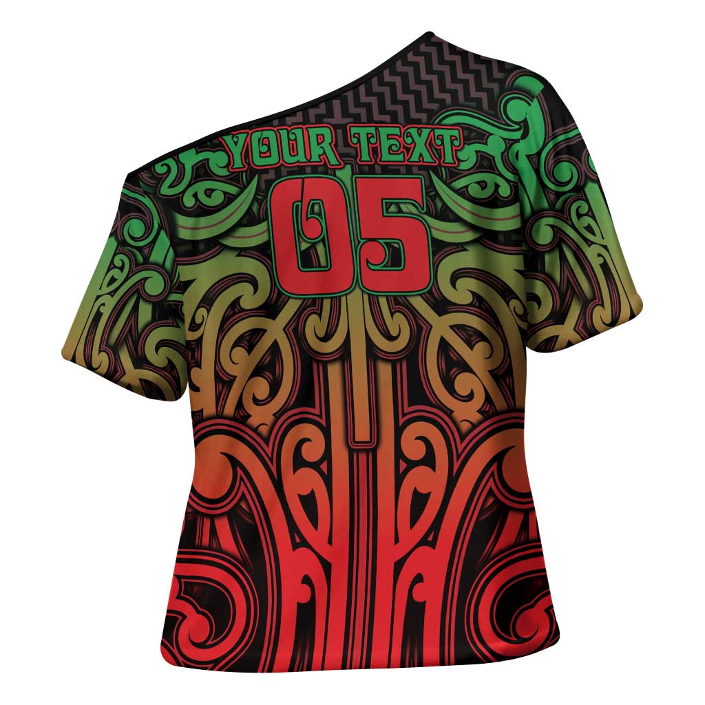 Custom Aotearoa Tuhoe Cross Shoulder Shirt Maori Tribal Pattern Mix Poutama